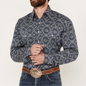 STETSON MEN'S MEDALLION LONG SLEEVE PEARL SNAP WESTERN SHIRT